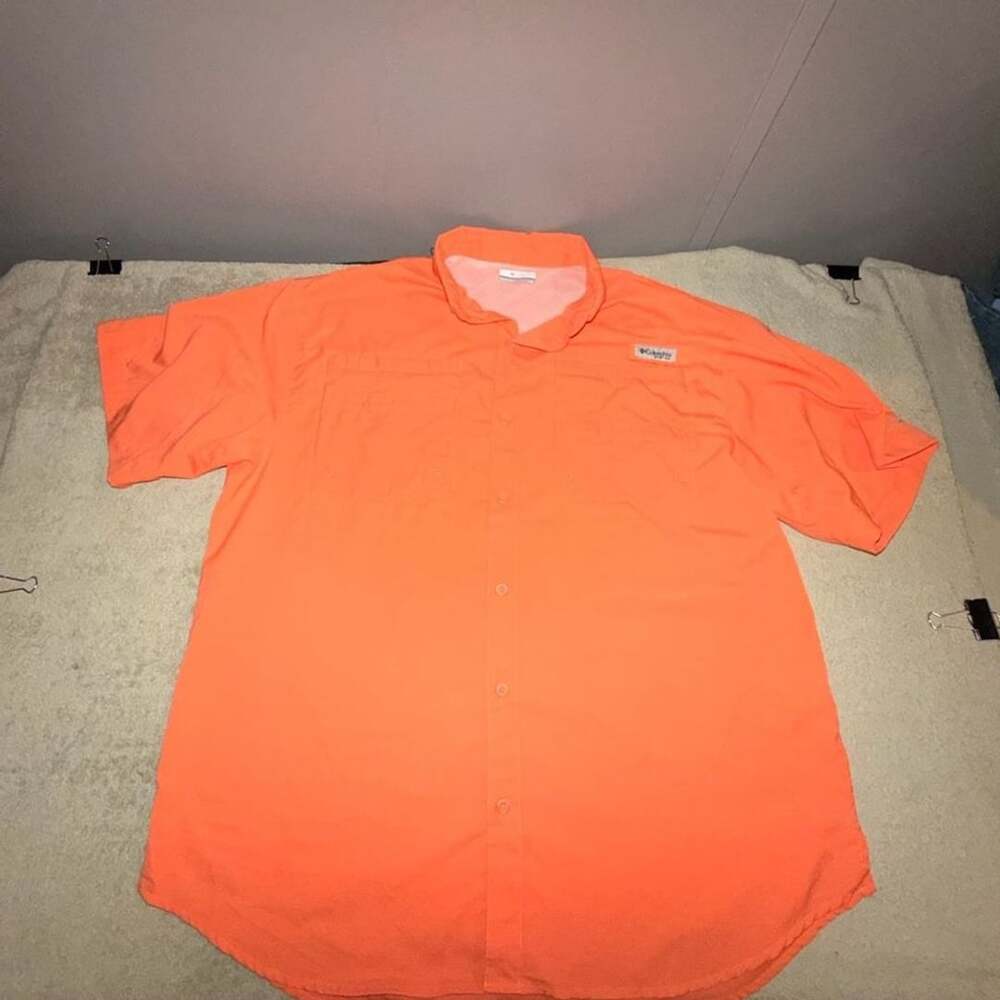 Columbia Pfg Tamiami Short Sleeve Button Down Shirt Orange Size L